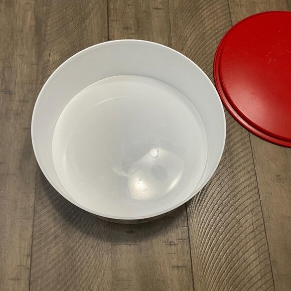 Tupperware Snowmen Snowflakes Winter Scene One Touch Cookies Snack Canister - Picture 2 of 3